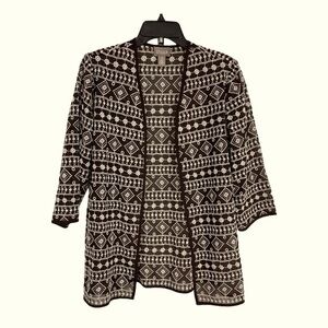 Chico’s NWOT Embroidered Open Front Cardigan Floral Geometric Size Small (0)